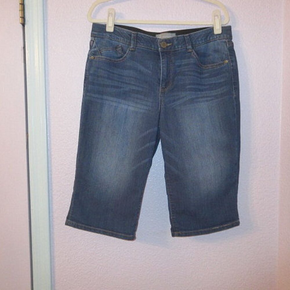 Wit & Wisdom Jean Shorts Size 12 Stretch Denim Bermuda Comfort Waist Modest West